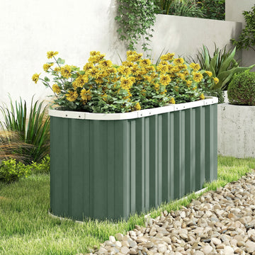 Galvanized Raised Garden Bed, Deep Root Planter Box, Outdoor Garden Bed with Plant Labels, 5' x 2' x 2', Light Green