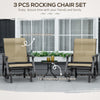 3PCs Gliding Rocking Chair & Bistro Tea Table Set, Mixed Grey