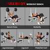 Soozier Bench Press Set Adjustable Weight Bench with Squat Rack, Preacher Curl Pad, Leg Developer and Weight Storage
