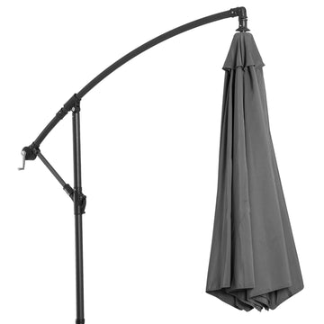 9.7ft Offset Patio UmbrellaCantilever Parasol with Crank Handle, 8 Ribs and Cross Base for Outdoor, Sun Shade, Cream