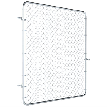 Garden Gate Chain Link Fence Gate, Galvanized Steel Garden Door for Yard Entrance Way, 70.9 x 70.9 in., Silver