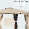 10' x 10' Deck Gazebo with Curtains & Mesh Screen Drapes, Double Roof Canopy Polyester Shade for Backyard Garden