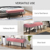 39 Inches Upholstered Bedroom Bench, Modern End of Bed Bench with Steel Legs, Pink