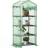 Portable Greenhouse, Outdoor Hot House Plant Flower Greenhouse with 4 Tier Shelves, Steel Frame, PE Cover, Dark Green