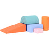 Qaba 6 Piece Soft Play Equipment for Kids 6-72 Months, Orange and Blue