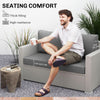 2 Seater Outdoor Seat Cushions with Backrest, Loveseat Double Sofa Outdoor Furniture Cushions, Grey
