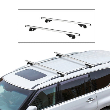 2pc Roof Rack Car Roof Top Lockable Aluminum Cross Bars Adjustable Baggage Luggage Carrier, Silver (53