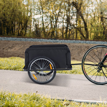Aosom Bicycle Trailer Bike Cargo Trailer Garden Utility Cart Tool Carrier  with Removable Cover, Red