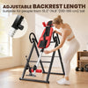 Soozier Heavy Duty Inversion Table with Protective Belt, Adjustable Folding Back Stretcher Machine with Headrest, Red