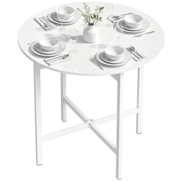 Drop Leaf Table, Folding Dining Table for Small Spaces 80 cm, White
