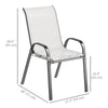 Set of 2 Outdoor Dining Chairs, Stackable Lawn Chairs with High Back, Breathable Mesh Seat for Garden Porch, Light Grey