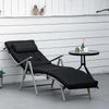 Outdoor Folding Chaise Lounge Chair Recliner with Portable Design, Adjustable Backrest, Cushion and Headrest, Black