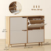 Narrow Shoe Cabinet, Shoe Storage Cabinet with 4 Flip Drawers and Adjustable Shelves for 16 Pairs of Shoes, Natural