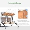 Luxury Porch Swing Metal Outdoor Swing Chair 2 Separated Seater Hammock Heavy-Duty with Canopy and Cushions, Beige