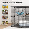 2 Tier Cat Cage Crate, DIY Pet Playpen with 2 Doors, Ladder, Hammock, Perch, Indoor Playpen for Kittens, Black