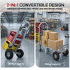 Soozier 4-Wheel/2-Wheel Cargo Cart, 2-in-1 Folding Hand Truck with Aluminum Alloy Frame and Steel Handle, Capacity, Silver Tone