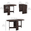 Oval Folding Dining Table, Space Saving Drop Leaf Kitchen Table for Dining Room, Living Room, Distressed Brown