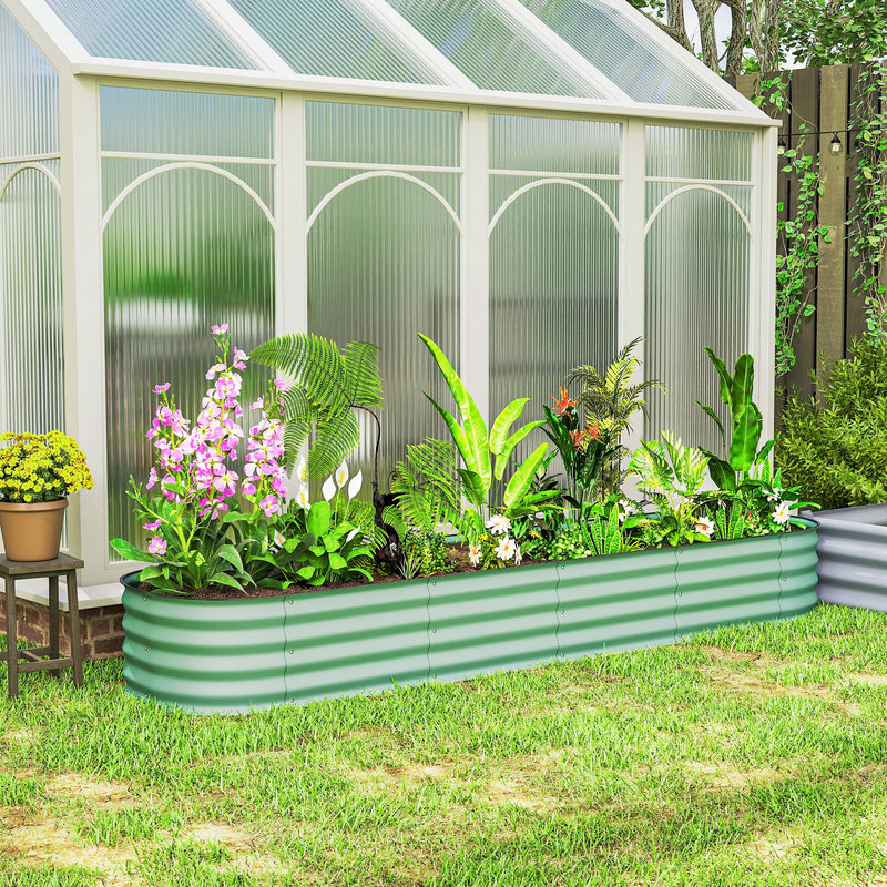 7.9 x 2 x 1ft Galvanized Raised Garden Bed Kit, Metal Planter Box with Safety Edging, Green