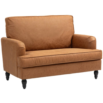 Modern Accent Chair, Leathaire Armchair with Turned Legs and Wide Seat, Comfy Chair for Living Room