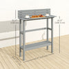 110cm Rectangle Outdoor Bar Table with Built-in Footrest, Slatted Top, Grey
