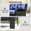 Wicker Patio Sofa with Cushions, 3 Seater Rattan Outdoor Couch for Patio, Garden, Porch, Backyard, Deep Blue