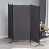 6' 3 Panel Room Divider, Double Hinged Folding Wall Divider, Indoor Privacy Screen for Home Office,  Charcoal Grey