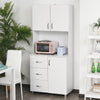 Freestanding Kitchen Buffet with Hutch Storage Organizer with 2 Door Cabinets, 3 Drawers and Open Countertop, Adjustable Shelf for Dining Room Pantry, White