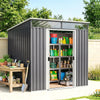 6.5x4FT Galvanised Metal Shed with Foundation Kit, Lockable Garden Tool Storage House with Sliding Doors, Vents