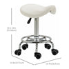Saddle Stool, PU Leather Adjustable Rolling Salon Chair for Massage, Spa, Clinic, Beauty and Tattoo, White