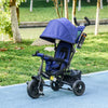 Qaba 6 in 1 Tricycle for Toddler 1-5 Years with Parent-Push Handle, Dark Blue