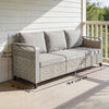 Rattan Wicker Sofa 3-Seater Outdoor Couch with Cushions for Patio Garden Grey