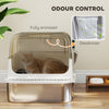 Stainless Steel Cat Litter Box, Easy-Clean Enclosure with Scoop & Flip Lid, 27.6