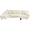 L-Shape Sofa, Modern Sectional Couch with Changeable Chaise Lounge, Pillows and Wooden Legs for Living Room
