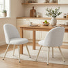 Dining Chairs Velvet Fabric Upholstered Kitchen Chairs Metal Legs Set of 2, Dining Room, Home, White