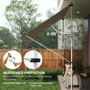 10x5ft Manual Retractable Awning, Patio Sun Shade Canopy Shelter with 5.6-9.2ft Support Pole, Water Resistant UV Protector, for Window, Door, Porch, Deck, Beige