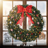 Artificial Xmas Wreath, 48 Inch Pre-Lit Christmas Wreath with 200 LED Lights, Lighted Bow and 31 Ornament Set, Green