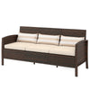 Canapé 3 places en osier, mobilier de conversation d'extérieur en rotin PE avec coussins amovibles pour patio, jardin, Marron