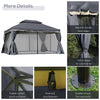 13' x 10' Patio Gazebo, Double Roof Outdoor Gazebo Canopy Shelter with Netting & Curtains, Strong Aluminum Frame, Black
