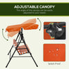 3-Seater Outdoor Porch Swing with Adjustable Canopy, Patio Swing Chair for Garden, Poolside, Backyard, Orange