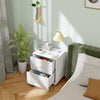 Mid-Century Bedside Table, Nightstand with 2 Drawers, Side End Table for Bedroom, White