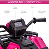 12V Kids ATV Quad, 4 Wheeler Battery Powered Electric Vehicle with Music MP3, Headlights, High Low Speed, Treaded Tires, for Boys and Girls Ages 37-60 Months, Pink