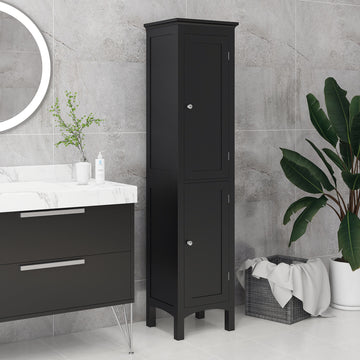 Tall Bathroom Cabinet, Freestanding Storage Organizer with Adjustable Shelves and Cupboards, 15
