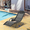 Patio Rocking Chair with Mesh Fabric, Outdoor Rocking Sling Sun Lounger with Removable Headrest and Side Pocket for Garden, Deck, Lawn, Black