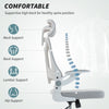 Ergonomic Office Chair, Swivel Desk Chair with Adjustable Lumbar Support, Headrest and Height, Flip-up Armrests, Grey