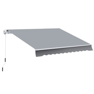 10x8ft Patio Awning Manual Retractable Sun Shade Aluminum Frame