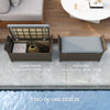 2-In-1 Outdoor PE Rattan Storage Bench, 29 Gallon Patio Wicker Furniture, Basket Box with Handles and Cushion Dark Grey