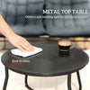 4 Piece Patio Furniture Set, Outdoor Furniture Conversation Set with Loveseat, Chairs Round Metal Table, Cushions, Grey