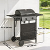 2-Burner Propane Gas Grill, 18000 BTU BBQ Grill with Wheels, Warming Rack, Shelf, Thermometer, Grease Cup, Black