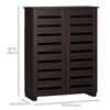 Narrow Shoe Cabinet with 2 Slatted Doors, Modern Shoe Storage Cabinet with Adjustable Shelves for Entryway, Hallway, Living Room, Holds 15 Pairs, Dark Brown