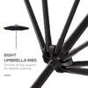 10' x 8' Round Market Umbrella, Patio Umbrella, Outdoor Parasol with Crank Handle, Tilt for Garden, Bench, Lawn, Black